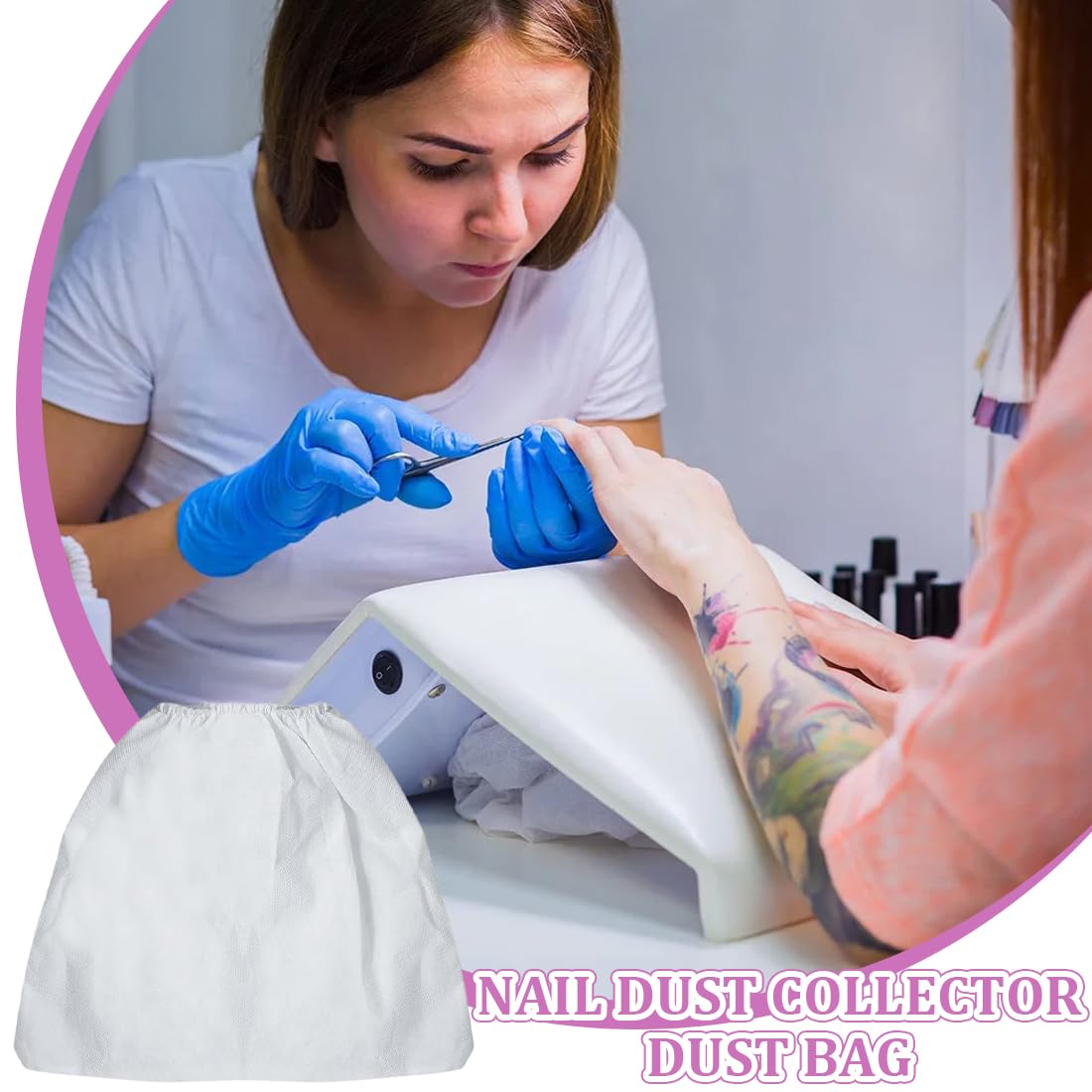Asciuga unghie Accessori,Aspirapolvere per nail art da 4 pezzi, piccolo sacchetto per la raccolta della polvere, spesso sacchetto in tessuto non tessuto