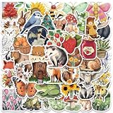50 Pcs Forest Woodland Wildlife & Botanical Stickers, Waterproof Vinyl Cottagecore Nature Jungle Decals for Laptop, Water Bottle, Journal, Scrapbook & Planner Decor