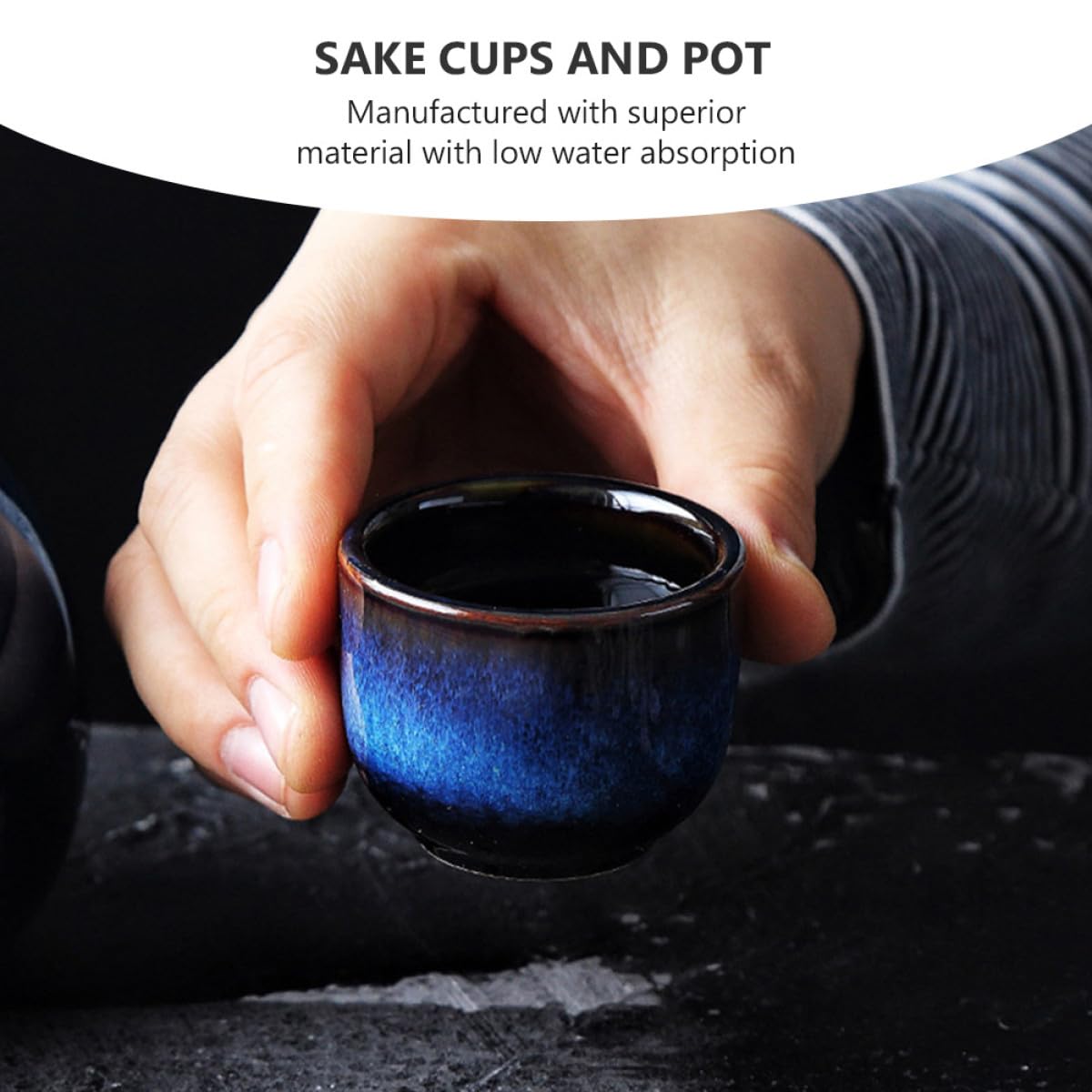 GARVALON Set de Tasses à Saké en Céramique Style Japonerie Rétro Surface Opacifiée et Faible Absorption d'eau, pour Maisons et Restaurants, Couleur Aléatoire