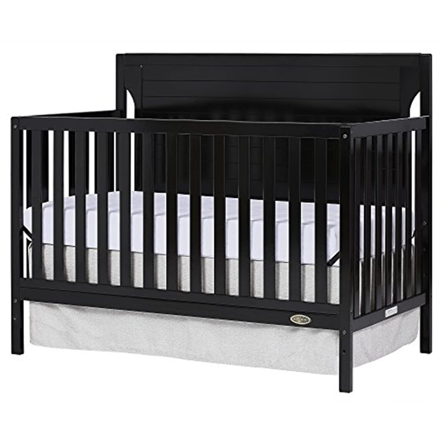 Dream On Me Cape Cod 5-In-1 Convertible Crib In Black, Greenguard Gold And JPMA Certified, Built Of Sustainable New Zealand Pinewood, 3 Mattress Height Positions