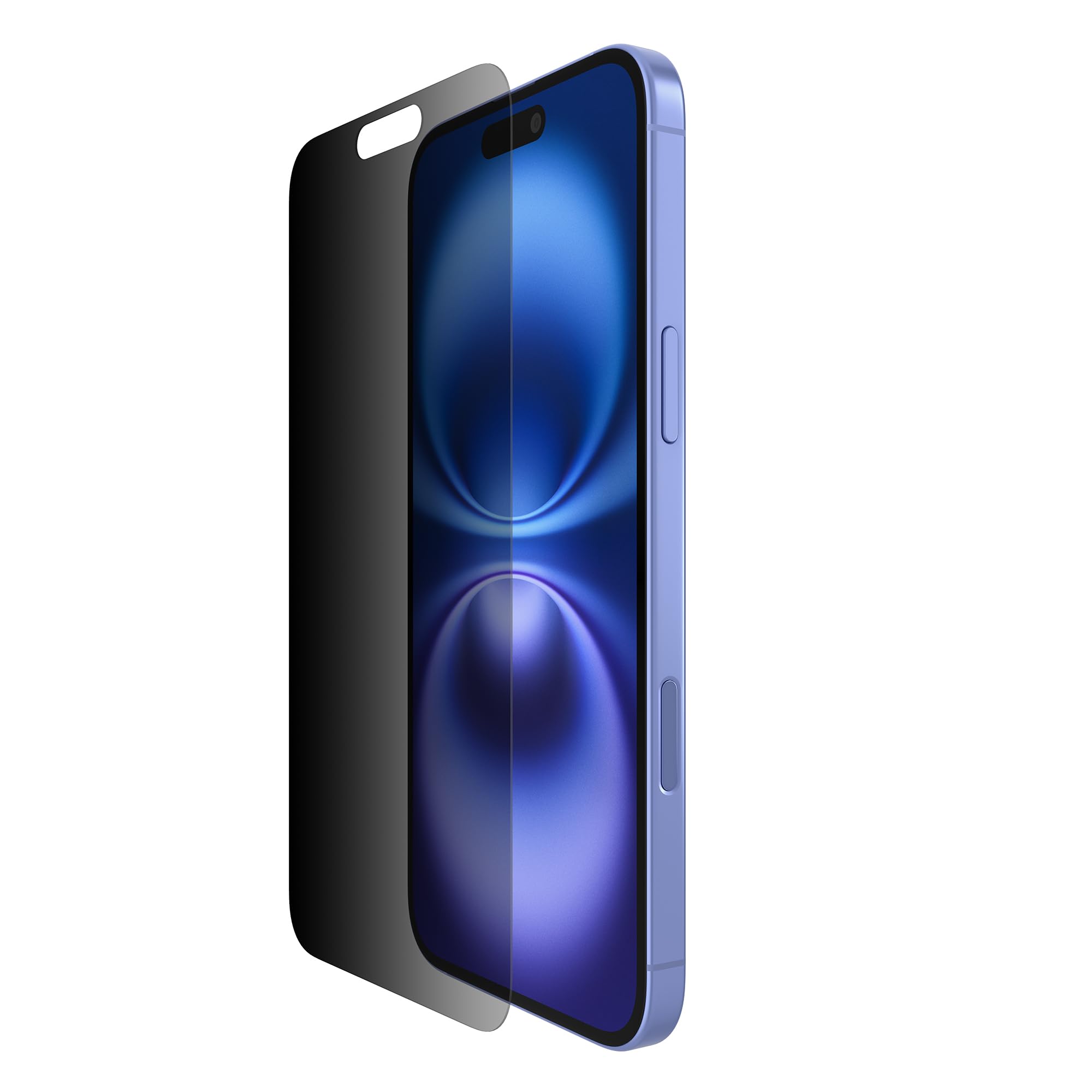 BelkinScreenForce InvisiGlass iPhone 16 Plus Privacy Screen Protector, scratch-resistant, easy align tray for bubble free application, recycled glass for iPhone 16 Plus, iPhone 15 Plus, 14 Pro Max