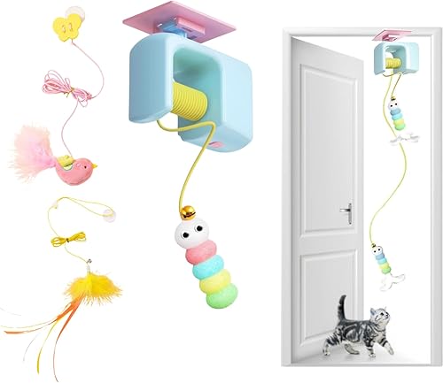 Miniatura 1 de Juguete automático interactivo para gatos de interior, juguetes de cuerda retráctil interactivos para gatos, oruga y pájaro volador para marco de