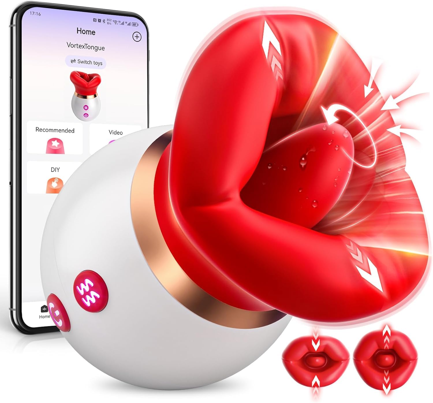 Vibradorador Mujer Juguetes Eróticos con APP, Succionador de Clítoris Femenino Vibrador con 3 modos de succión 10 lamidos de lengua, Juguetes Sexuales Giratorio 360° Vibradores Consoladores