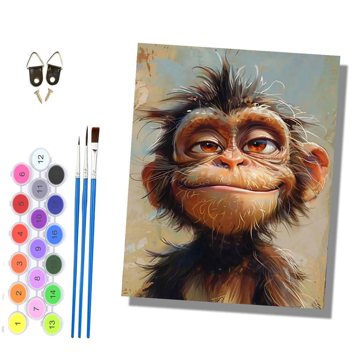 HONGPZH Paint by Numbers for Adults and Beginner Painting by Number Without Frame Oil Paintings on Canvas House Wall Decor 16x20in Playful Monkey