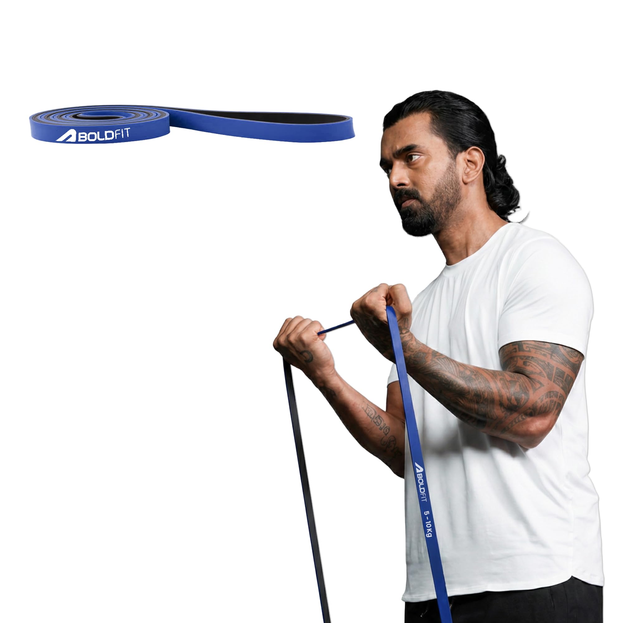 Boldfit Natural Rubber Resistance Premium Bands for Workout Dual Color Premium Heavy Resistance Band for Stretching, Pull Ups, Home Exercise Resistance Band for Gym - Blue (5-10kg Resistance)-picture-13