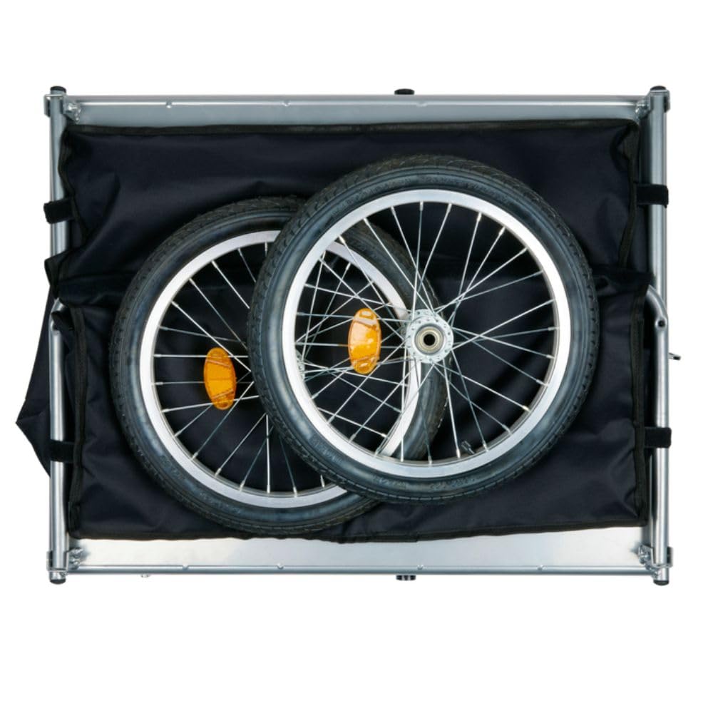 Dunlop Rimorchio Bici - Carrello per Bici per Oggetti per Bagagli Pieghevole - Carrello per Bicicletta con Catarifrangenti e Copertura Antipioggia Regolabile - Giallo