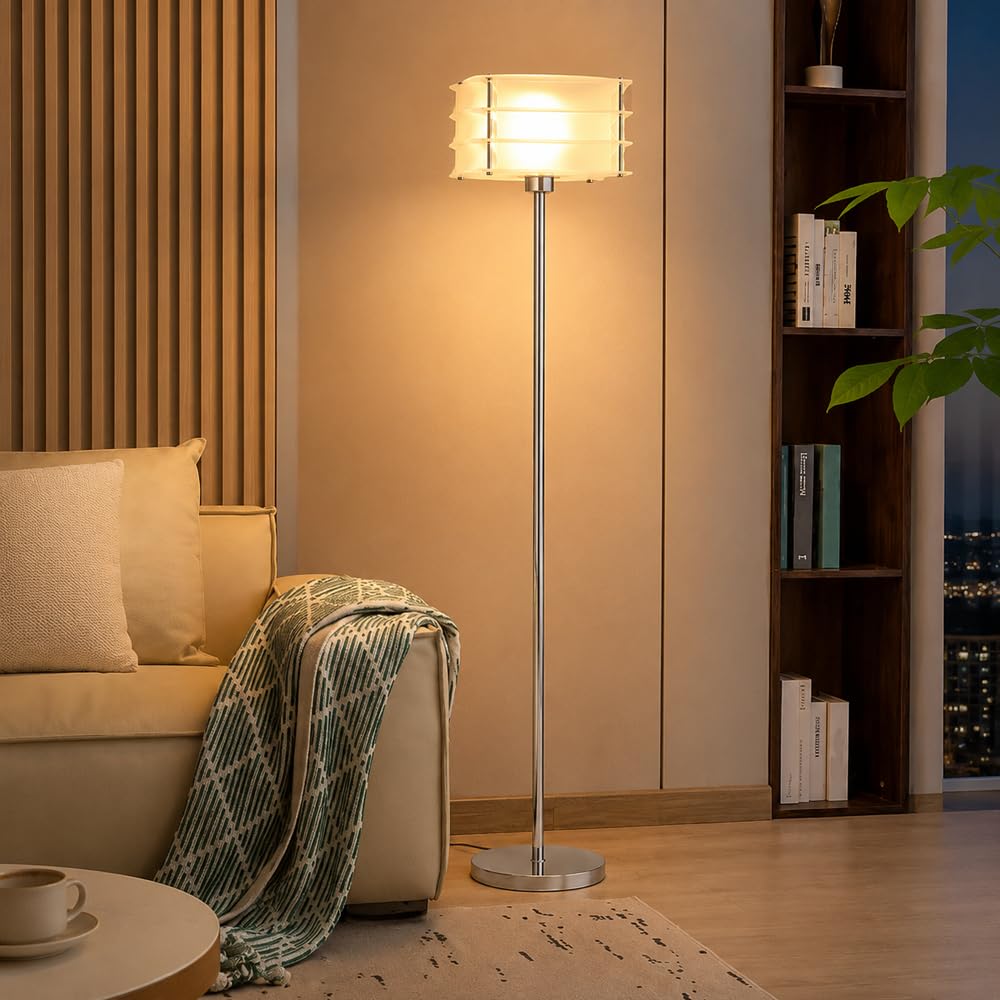 Wylolik Modern Acrylic Floor Lamp, 64in Tall Tri-Color Dimming Floor Lamp