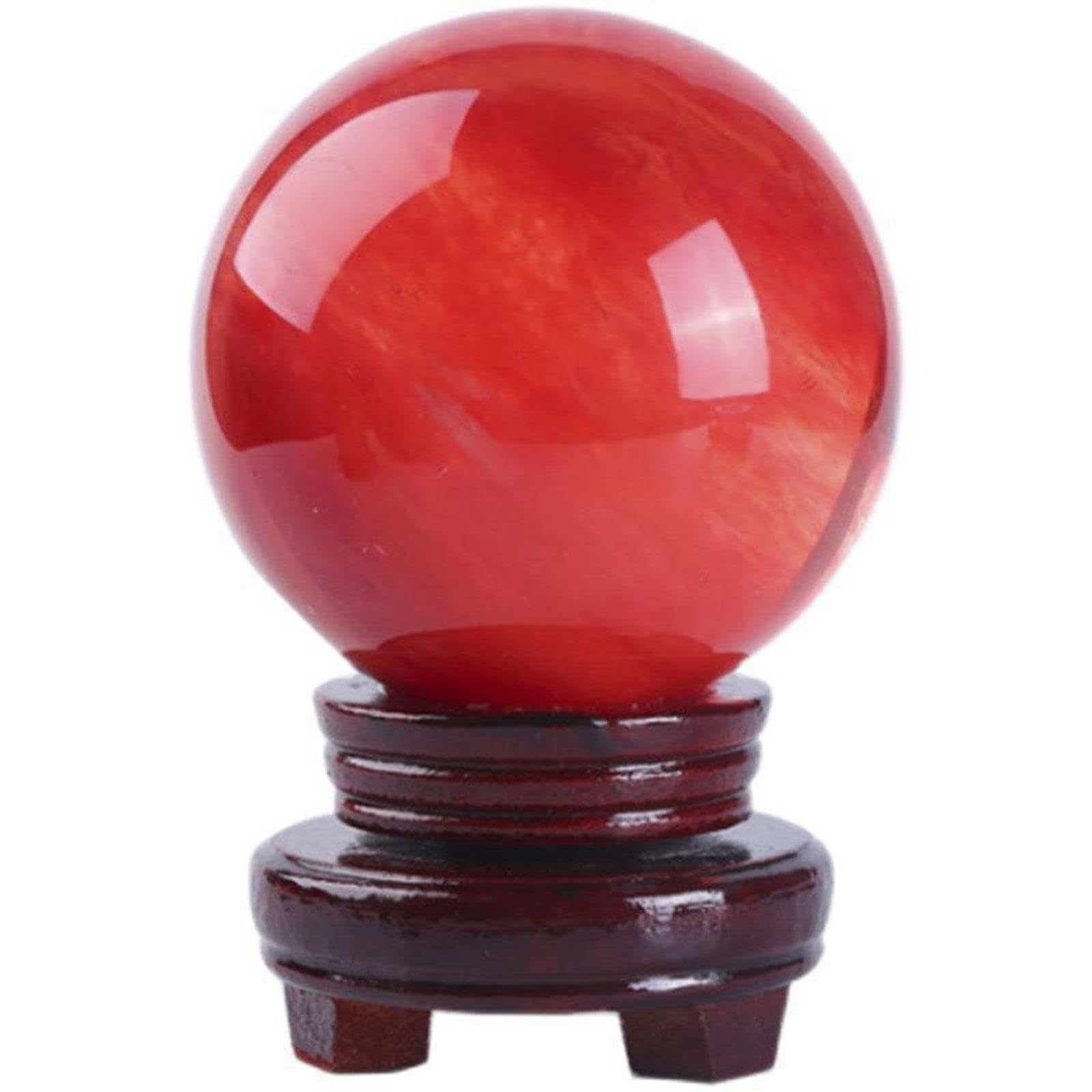 PKNVKZIDK Red Crystal Sphere Ball Quartz Gemstones with Stand Stones Crystals Home Decoration Crafts,90mm