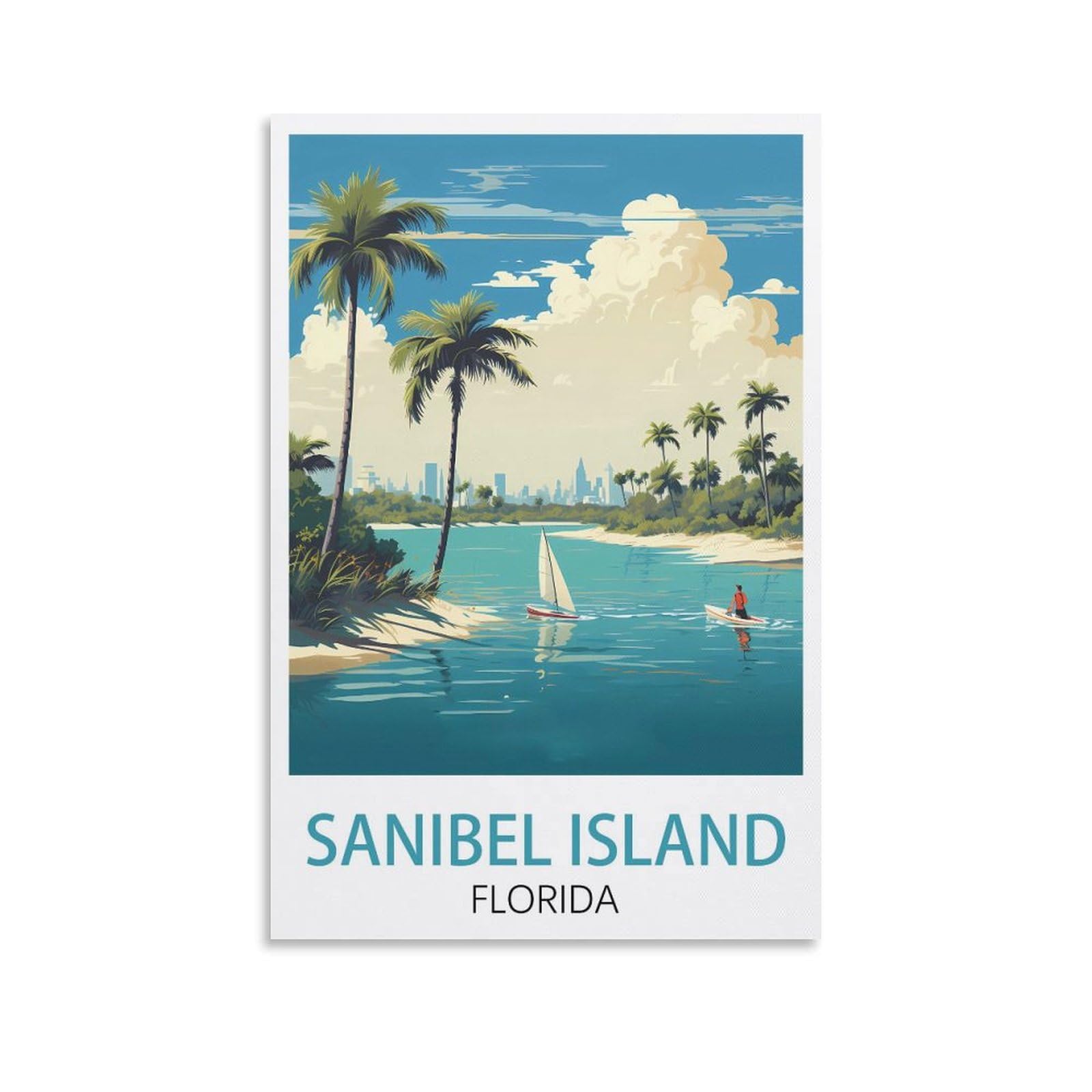 EZMLFA DIY Diamond Painting,Sanibel Island Florida 5D Landscape Diamond Painting Kits for Adult, Gem Art Crystal Art Kits for Adults, for Home Wall 40x40cm