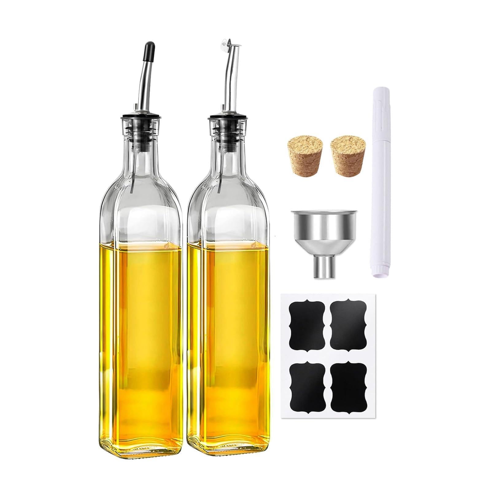 Piceioep 500ml Food Grade Clear Glass Dispenser for Vinegar Soy Sauce Accurate Pouring Kitchen Gadget Oil Dispenser Multipurpose Condiment Bottle Vinegar Bottle