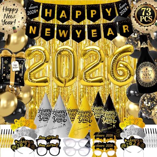 New Years Eve Party Supplies 2026-73 PCS Happy New Years