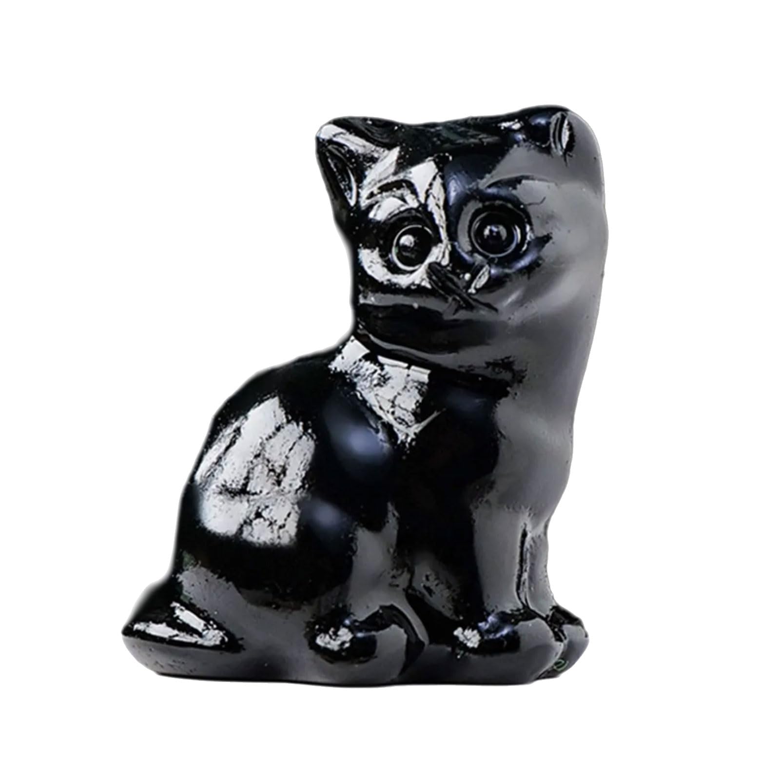 Lerpwige Crystal Lucky Cats Figurine Carving Miniature Ornament for Office Desk Fengshui Decors Good Fortunes Symbol Animal Statue Small Statue