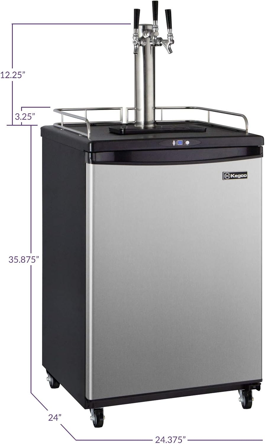 Kegco Cold Brew Coffee Triple Tap Stainless Steel Commercial/Residential Kegerator
