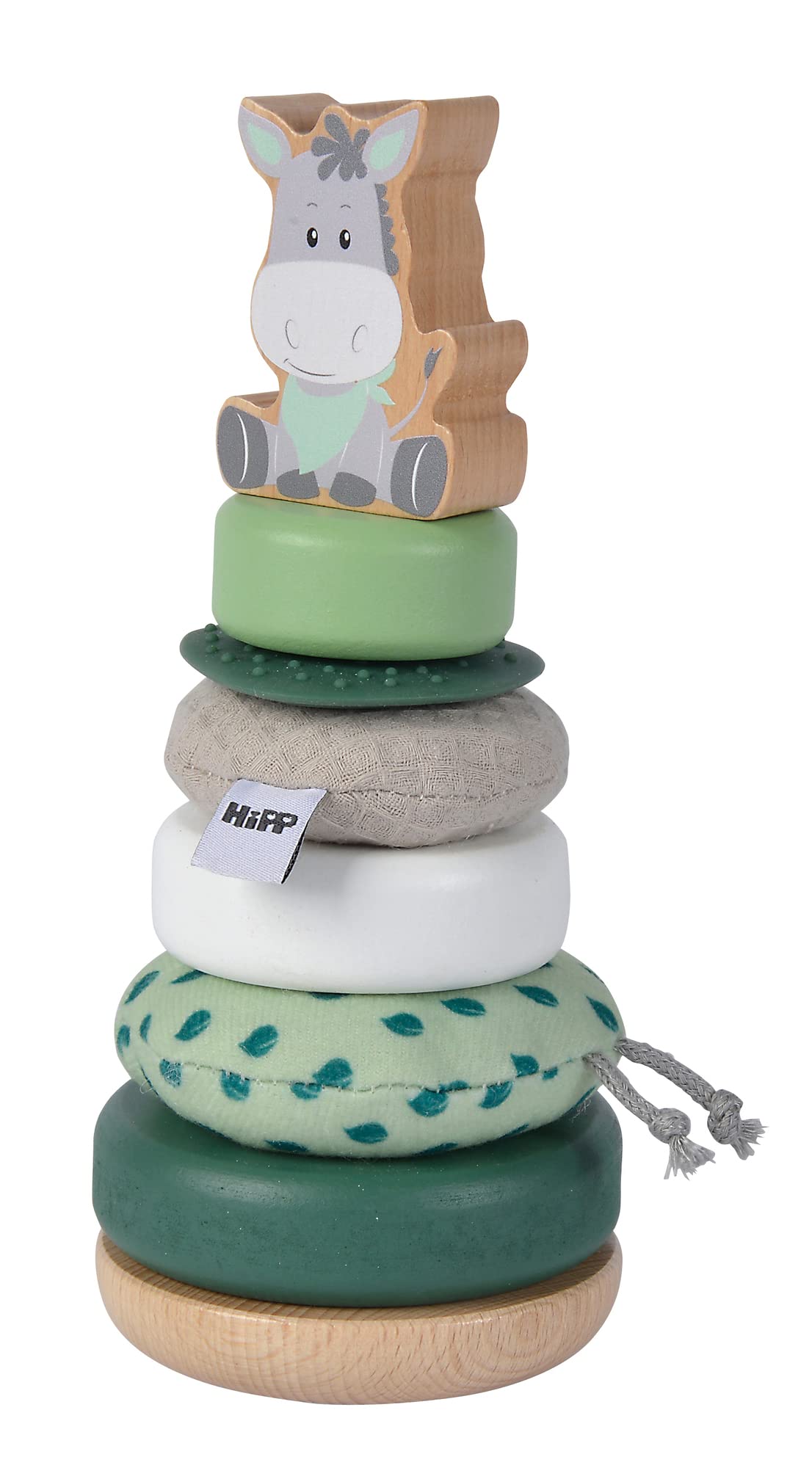 Eichhorn - Baby Hipp - Tour à Empiler - Jeu d'Eveil - Anneaux en Bois, Tissus et Silicone - Dès 12 Mois - 100005869