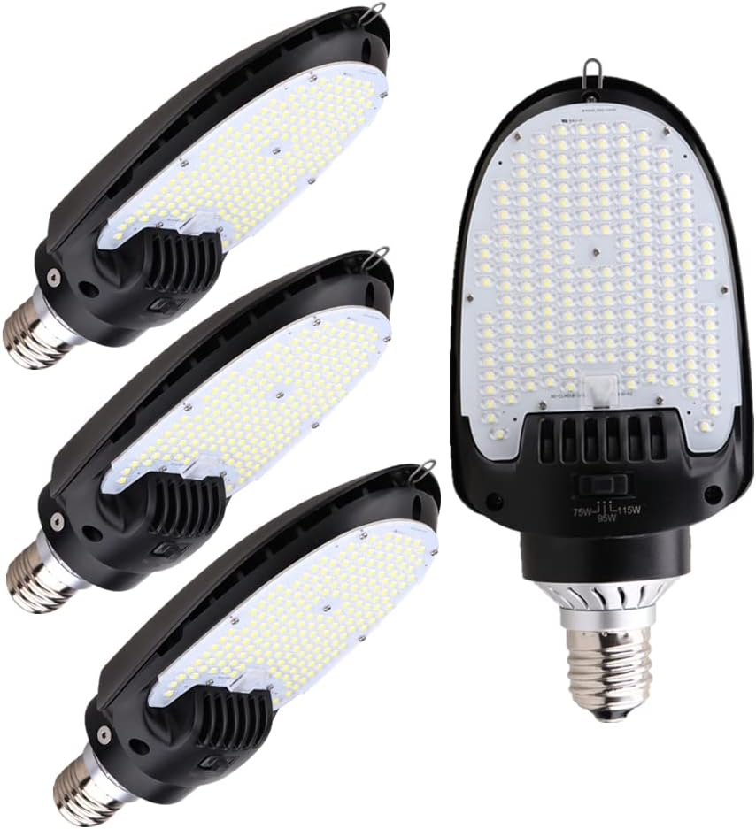 Adjustable 115W 95W 75W Bulb LED Shoebox Light Retrofit Kits 5000K E39 Rotatable Mogul Outdoor Security Corn Bulbs for Parking Lot, Canopy, Tennis Court Lighting, UL Listed (1 Pack)