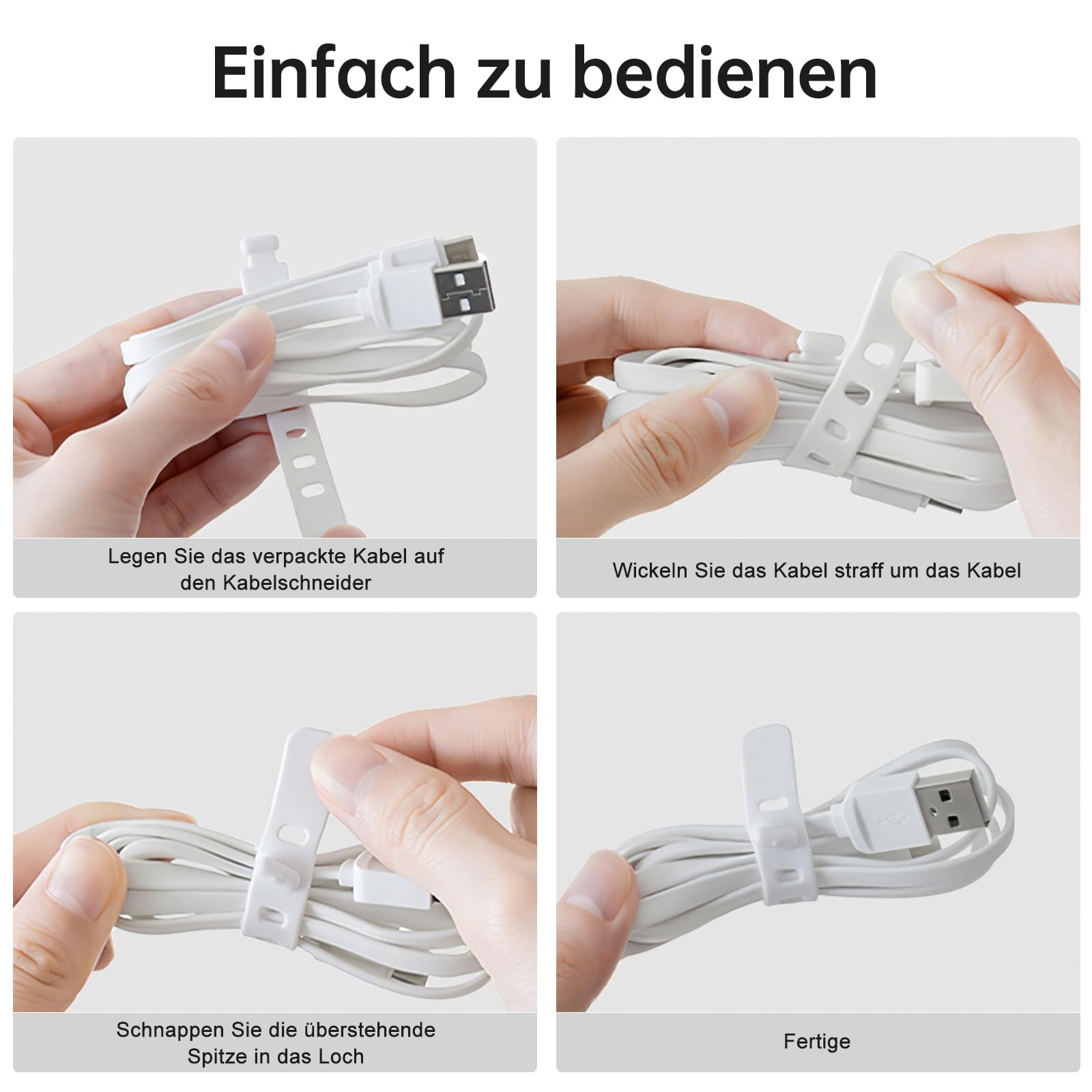 PAVSTINE Datenkabel-Organizer ohne Abdeckung Großer 2er-Pack, Kabelbox Weiß mit Verstellbaren Fächern, Kabel Organizer mit 14 Kabelbindern zur Aufbewahrung von Schreibwaren, Batterien und Ladekabeln