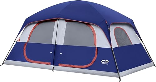 Miniatura 9 de CAMPROS CP Tent 9 Person Camping Tents, 2 Room Water Resistant Family Tent with Top Rainfly, 4 Large Mesh Windows, Double Layer, Easy Set Up,
