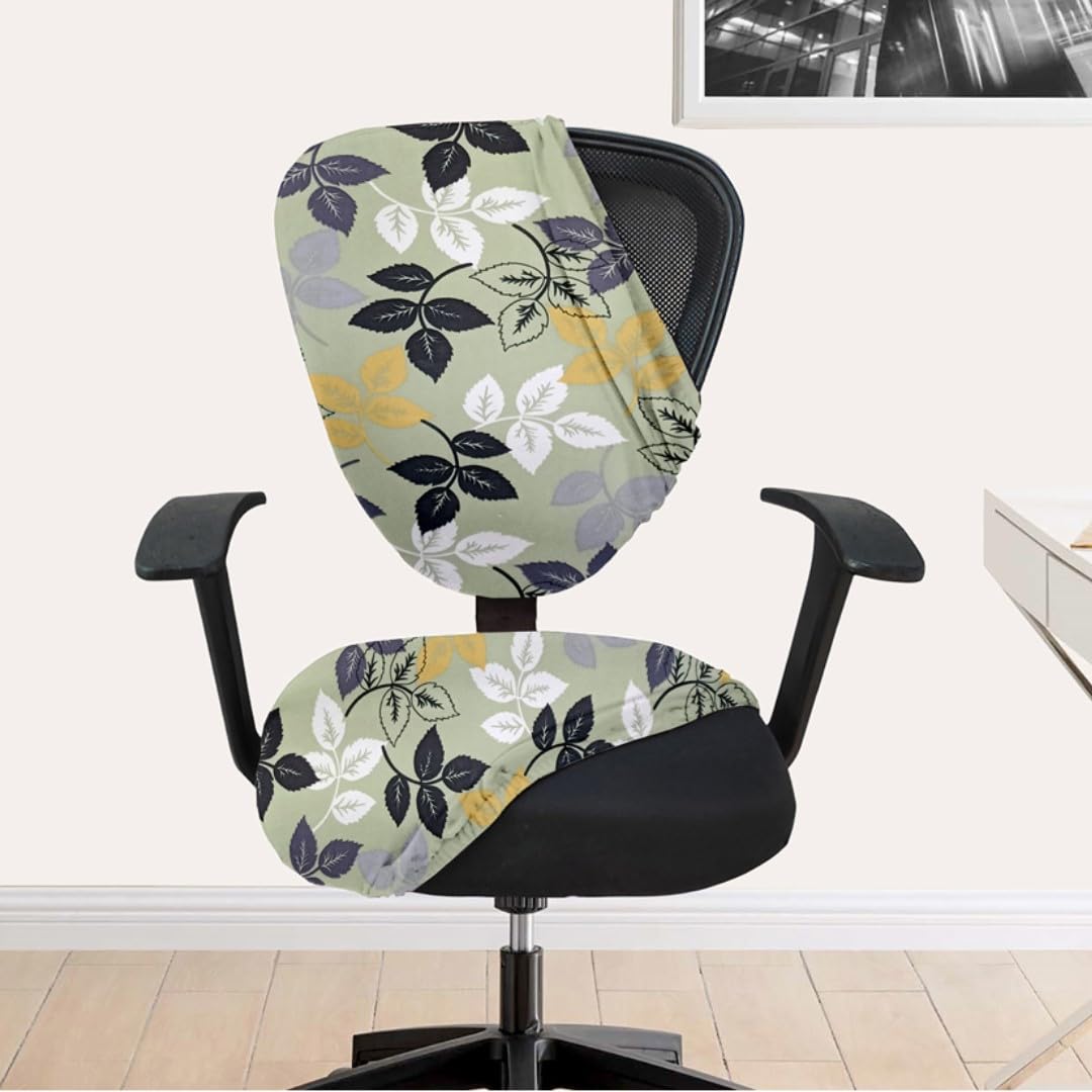 HOTKEI 2Pcs Office Chair Cover Set of 4 Pastel Green Floral 200GSM Fabric Stretchable Elastic Removable Washable Chair Cover Desk Executive Rotating Seat Cover Slipcover Protector Computer Chair (B0D72YVCQ4) Amazon Price History, Amazon Price Tracker