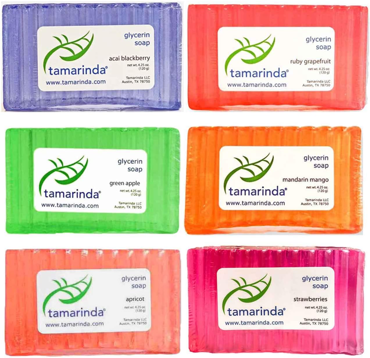 tamarinda Glycerin Soap - 6 Bar Fruit Collection