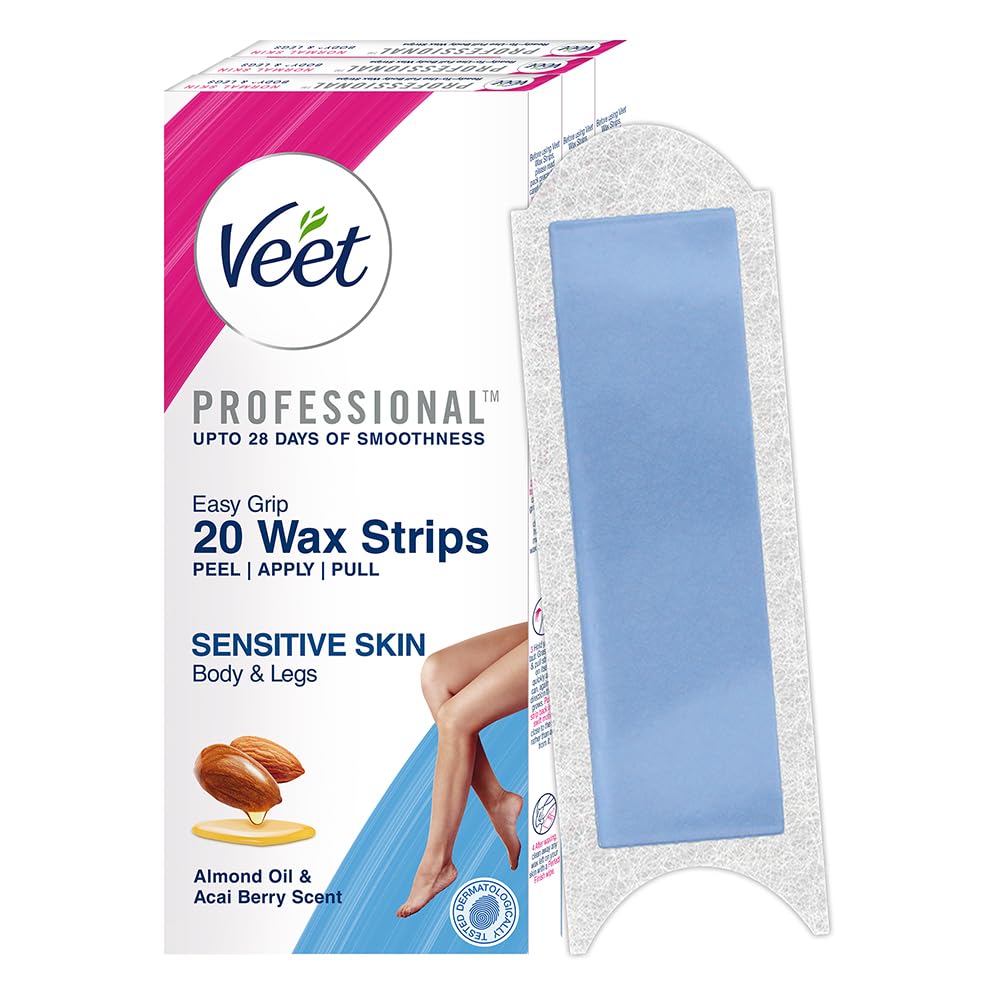 Sponsored Ad - Professional Waxing Strips Kit for Sensitive Skin, 20 Strips (Pack of 3) | Gel Wax Hair Removal for Women | Up to 28 Days of Smoothness | No Wax Heater or Wax Beans Required