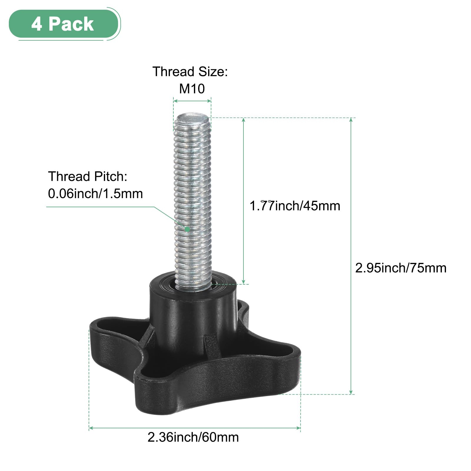M METERXITY 4-Pack Star Clamping Knobs - Image 3