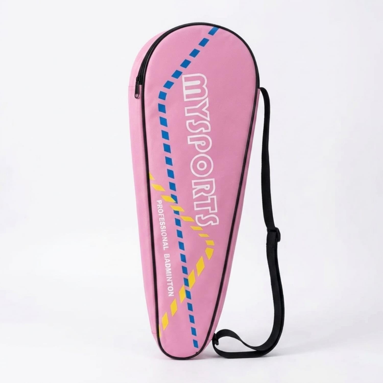 Single Shoulder Strap Badminton Racket Bag Slim Badminton Racquet Bag Teardrop-Shaped Sports Gear Padded, Pink, 015 Cover-picture-15