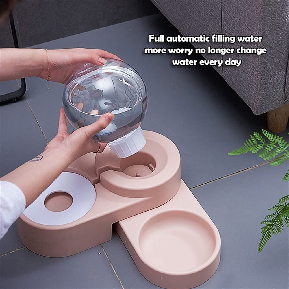 RTHGTFGW Comedero Perro Alimentador automático de la Comida del Gato del tazón de Mascotas 1.8l Waterer Waterer Water Single Grande Cuello Perro Perro Y GATIDO DE ALIMENTACIÓN (Color : Pink)