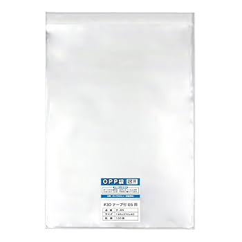 OPP糊付き袋5,000枚B5サイズ265×185+40　厚み♯30テープ付き袋 Amazon.co.jp: 【100枚】OPP袋 B5用テープ付き 30ミクロン厚
