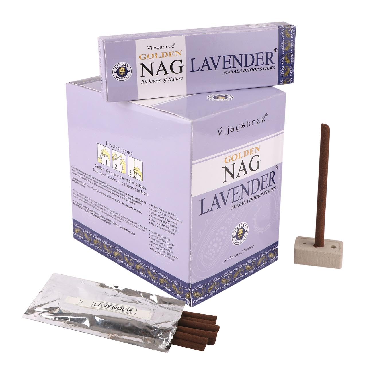 RSGM Golden Chandan Dhoop Sticks - Caja de 12 paquetes (120 palos) para meditación, yoga, Pooja y aromaterapia (lavanda)