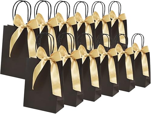 BEISHIDA Bolsas de regalo, pequeñas bolsas de regalo blancas, bolsas de papel con asas y cinta, bolsas de regalo de fiesta, bolsas de papel kraft