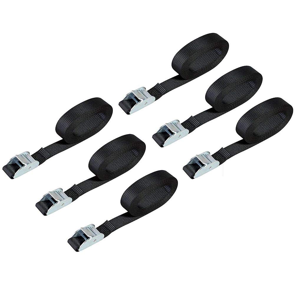 Riemen hinunterbinden 6 stücke 3 Meter Schnalle Tie-Down Gürtel Gürtelgurte für Auto Motorrad Fahrrad mit Metallschnalle Schleppseil Starker Ratschengürtel (Color : Black)