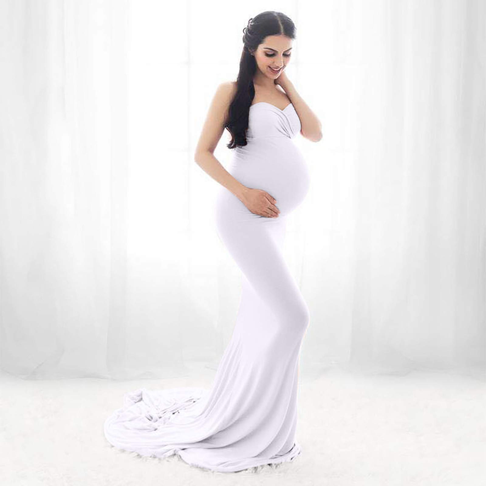 Generisch Mujeres embarazadas sexy accesorios de fotografía sin mangas sin tirantes largo vestido de maternidad ropa de maternidad invierno