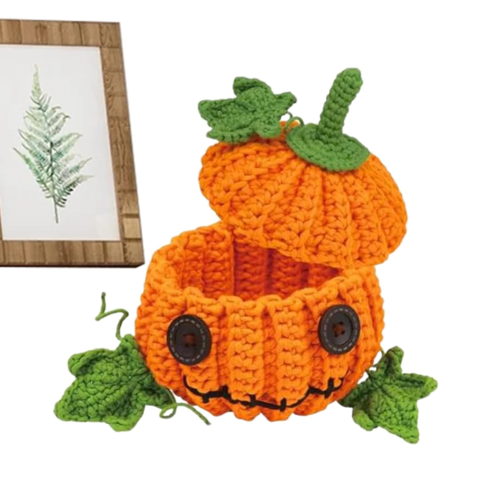 Calabaza de punto rústica para decoración de otoño en salones y oficinas