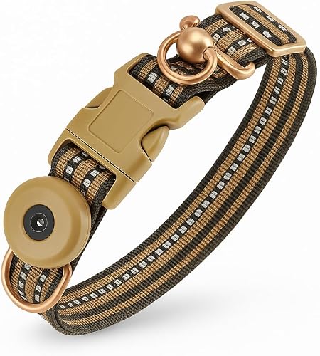 Generic Dog Collar with AirTag Silicone Sleeve - Size Large, Green