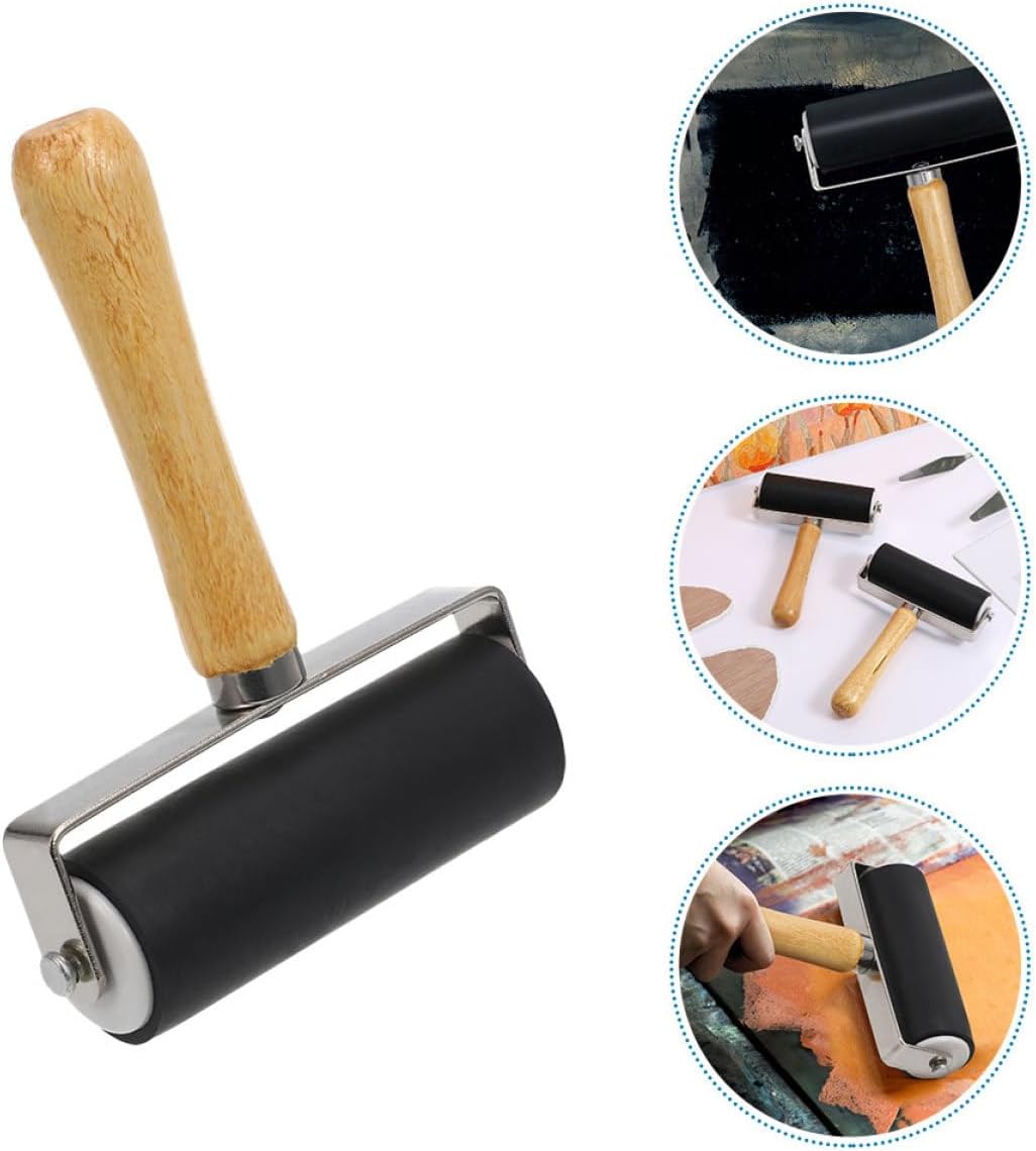DOITOOL 3pcs Professional Printmaking Roller for Crafting Smooth Ink Applicator Ergonomic Handle for Easy Use and Easy to Clean Ink Rollers for Stamping and Painting
