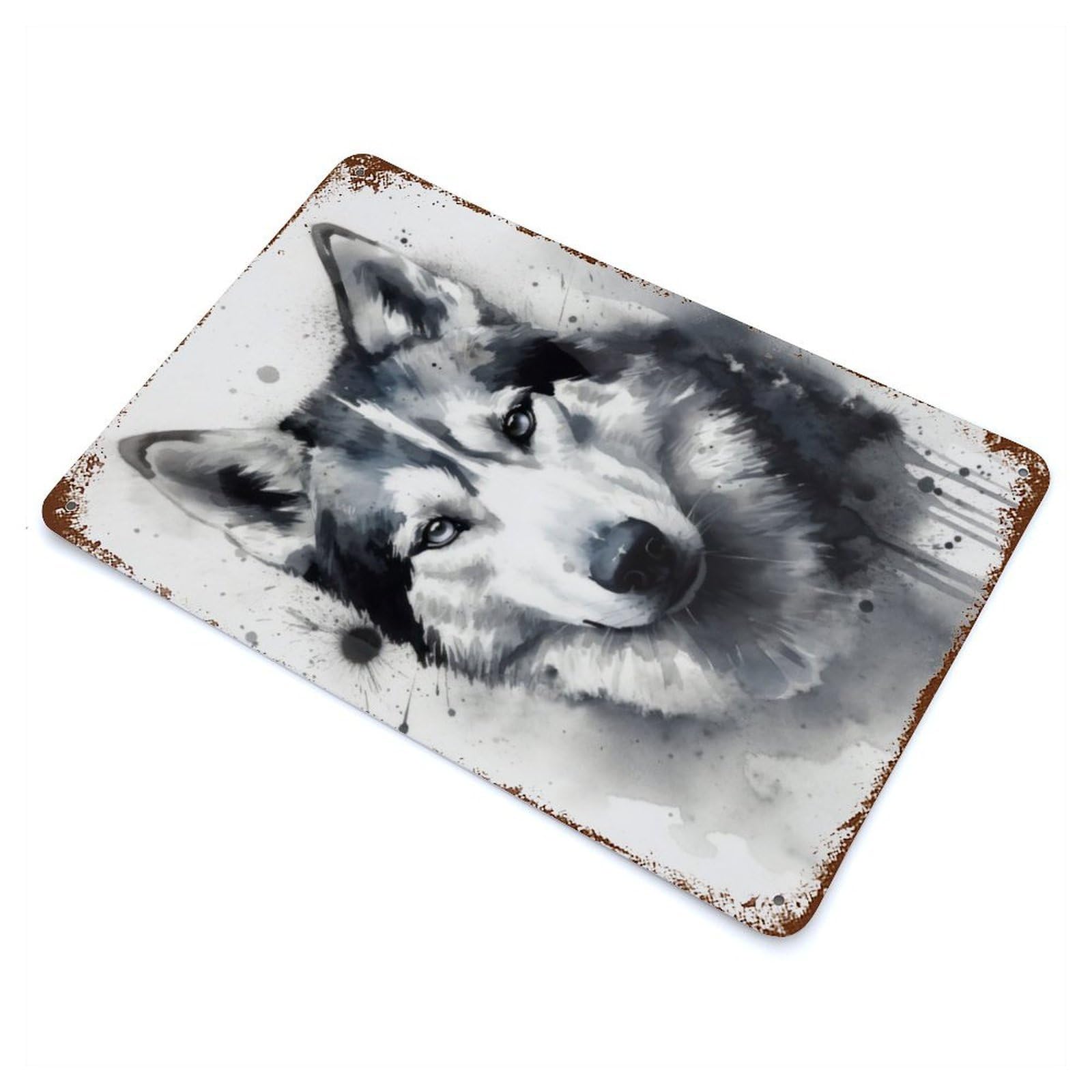 Vintage Rust Metal Sign with Siberian Husky Dog Art Design 11.8"x7.9", for Shed, Workshop And Garage Wall Decor, Classic Wall Plaque
