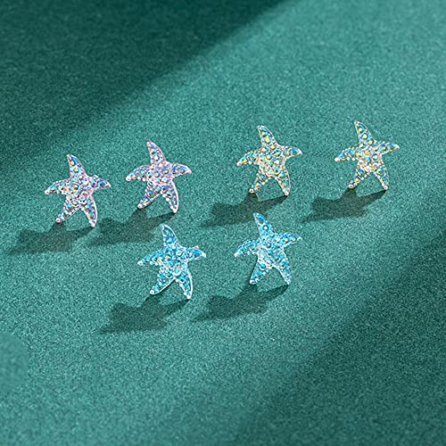 Plastic Earrings, KMEOSCH 1 Pair Hypoallergenic Cute Plastic Seastar Earrings for Sensitive Ears in Gold, Pink & Blue - Lightweight, Fashionable & Gift-Ready3