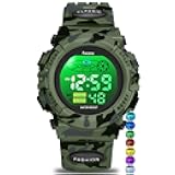 Camo Sports Watch for Boys-Waterproof Kids Digital Watch with Colorful Light, Alarm&Snooze,Stopwatch Military Design Silicone Band Gift for Birthdays,Christmas Outdoor Activities(8+ Years)