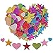 Paillettes Mousse Autocollants 150pcs, Mini Coeur et étoile Autocollant Enfants, Autocollant en Mousse pour Décoration Murale