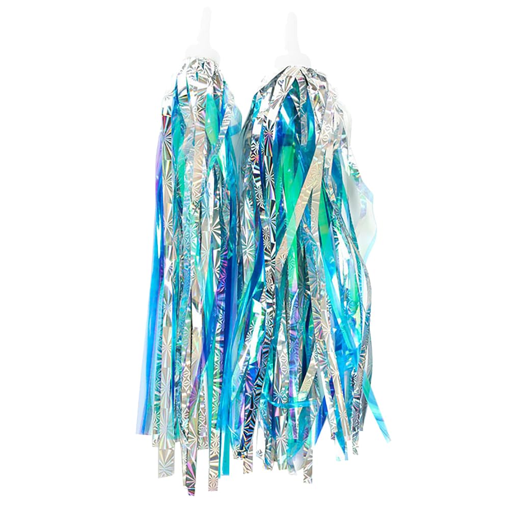 ccHuDE 2 Pcs Bike Handlebar Scooter Streamers Bicycle Tassel Ribbon Bike Cycling Streamers Bike Grips Ribbon Colorful Bicycle Ribbons for Girls Boys Blue