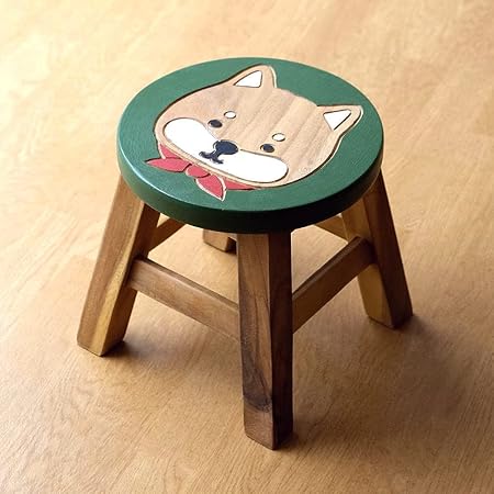 Amazon Co Jp スツール 木製 子供 椅子 おしゃれ ミニスツール 小さい ウッドスツール 丸椅子 子供用 イス かわいい 無垢材 花台 ミニテーブル 柴犬 子供イス シバイヌ Tom0596 ホーム キッチン