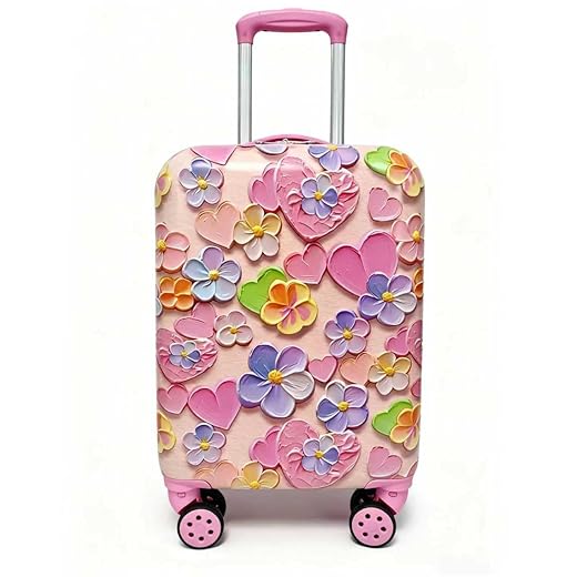 Kid’s Luggage Set 5 Piece Suitcase Set 16’’ Hardside Luggage with Spinner Wheels Girls Boys Carry on Luggage Travel Rolling Luggage Airline Approved