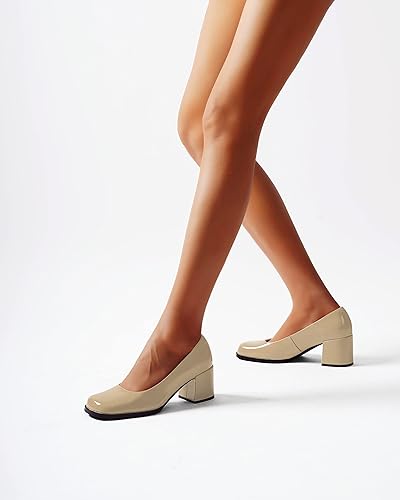 Miniatura 2 de Zapatos de tacón medio con puntera cuadrada para mujer, de charol y tacón medio, de 2.5 pulgadas