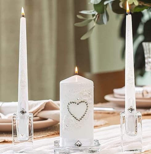 Conjunto de velas de unidad de matrimonio familiar, velas para ceremonia de boda - Pilar de 6" 10" Velas cónicas de unidad para ceremonia de boda