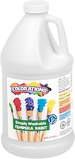 Colorations Paraben-Free Simply Washable Tempera Paint for Kids - 1/2 Gallon Value Size, Vibrant White. Non-Toxic and Made in The USA