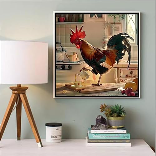 Miniatura 3 de F-CANLAN Kit de pintura de diamante redondo de taladro completo, pintura de café 5D para verter gallo con diamantes, pintura de diamante para