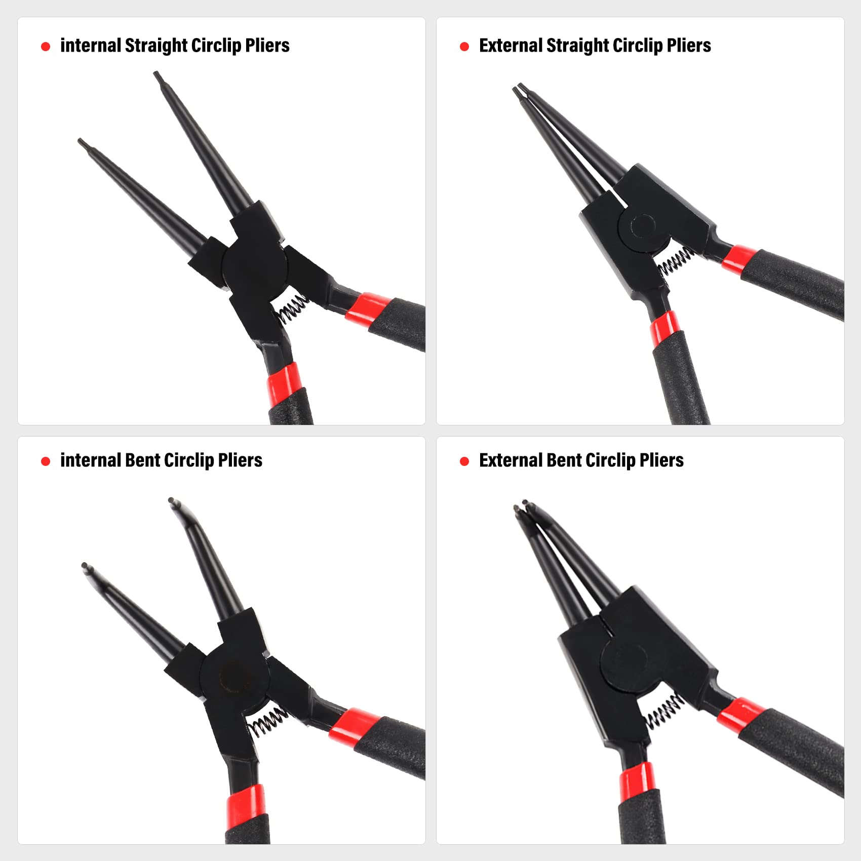 Set 4 Pinze Per Anelli Di Sicurezza 175mm - Punte Dritte E Curve Per Interno/Esterno - Foto 5