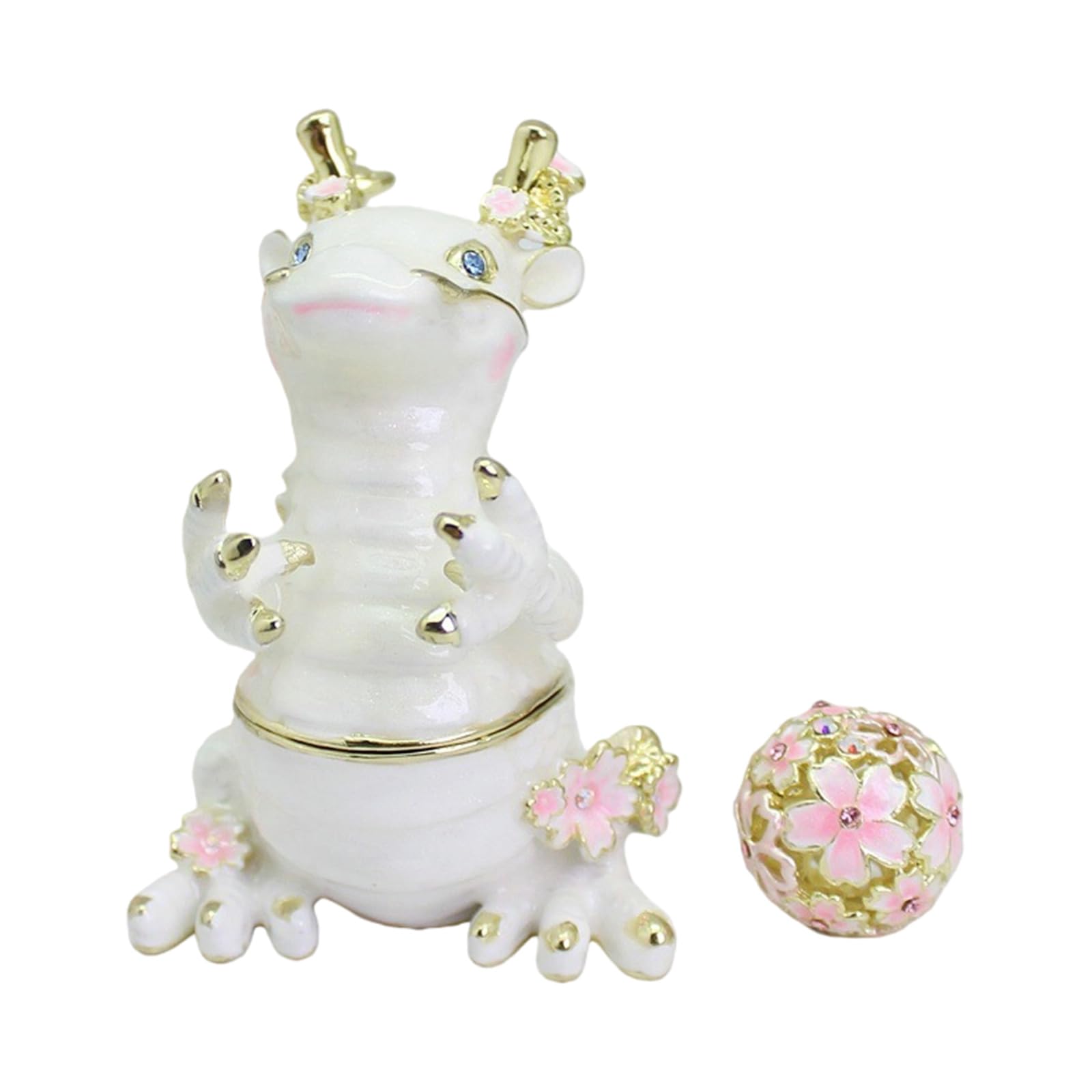 Xjdzineq Ornate Enameled Dragon Jewelry Holder with Intricate Floral Detail for Necklaces Small Jewelry Storage Case