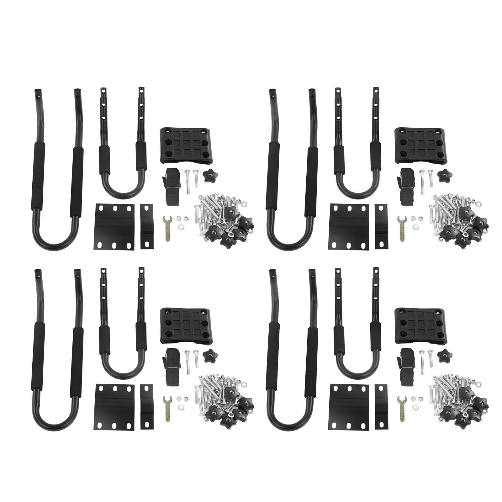 2 pares de barras de techo para kayak, soporte para kayak para coche, soporte para barco, soporte J Bar para canoa, tablas de remo, esquí, 68 kg, 150 kg