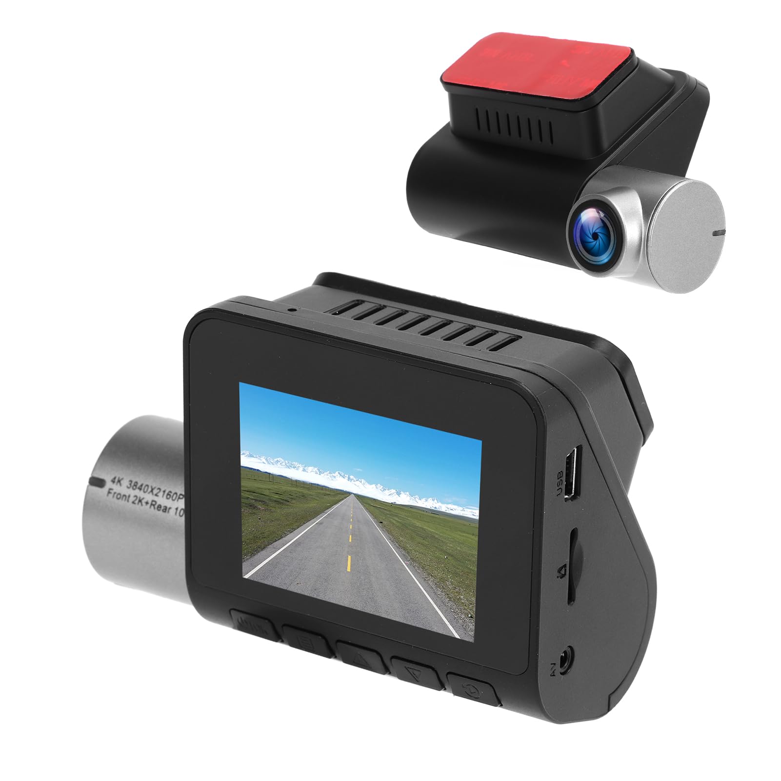 Kamera samochodowa 4K Przedni rejestrator wideo 2K i tylny 1080P z dwoma obiektywami – Super noktowizor z szerokim kątem 170 stopni – Sterowanie za pomocą aplikacji Wi-Fi –